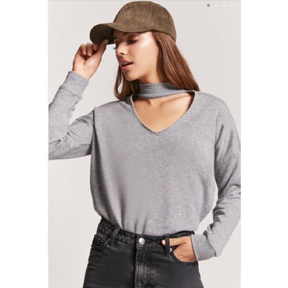Forever 21 Tops - Choker Cutout French Terry Sweatshirt Pullover